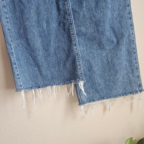 Levi's Blue '94 Baggy Wide‎ Leg Jeans Raw Distressed Hem Size 29 Cropped - Picture 8 of 13